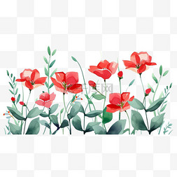 免抠春天红色花朵植物手绘元素