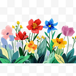 手绘春天红色花朵图片_各种颜色的花朵植物手绘插画元素