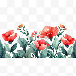 春天红色花朵植物免抠元素手绘