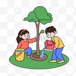 植树节图片_植树节保护环境一起种树免抠图片