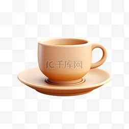 创意咖啡茶杯元素立体免抠图案