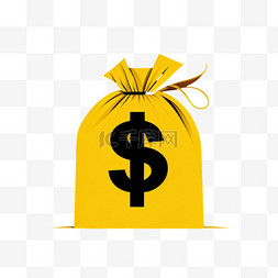 数字美元符号图片_深黄色和金色钱袋与美元符号插图