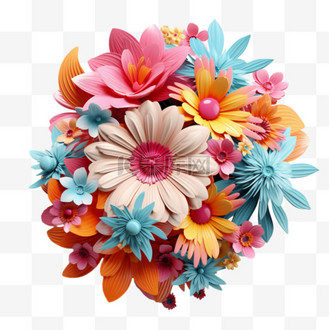 创意花朵层次元素立体免抠图案