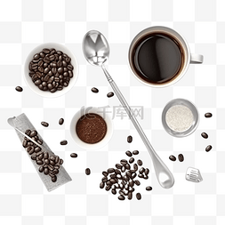 黑咖啡插画图片_咖啡粉末白色