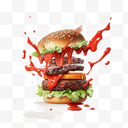 3d食物番茄牛肉汉堡立体效果