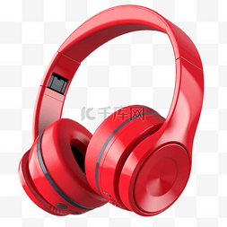 白色耳麦耳机图片_蓝牙耳机电子产品红色透明