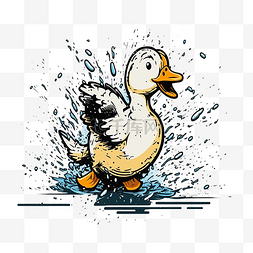 黄色水滴卡通图片_鸭子水滴插画风格图片
