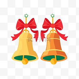 黄色铃铛素材图片_圣诞节铃铛一对铃铛