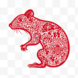 鼠年金字图片_十二生肖鼠年春节红色
