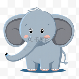 可爱的动物图片_卡通大象可爱插画平面