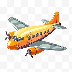 绿色创意飞机插画图片_飞机橙色机身