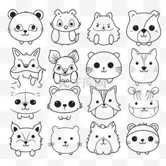 向量个人vip和企业vip免费下载免抠元素图为几幅涂鸦卡通动物轮廓素描