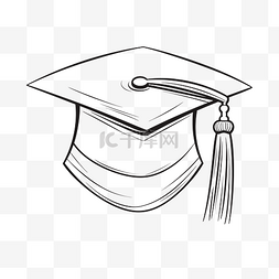 儿童毕业服图片_在白色背景轮廓草图上绘制毕业帽