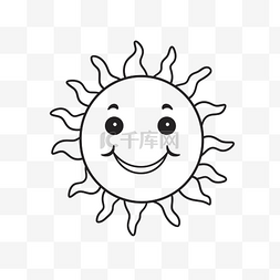 太阳脸图片_可爱的太阳脸画在白色背景轮廓草