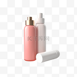 粉色化妆品瓶子图片_3d化妆品简约造型
