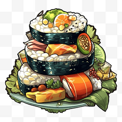 鱼籽米饭图片_食物寿司超大份图案