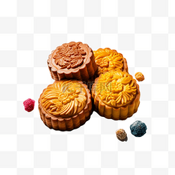 月饼甜图片_中秋节月饼多个堆放糕点美食真实