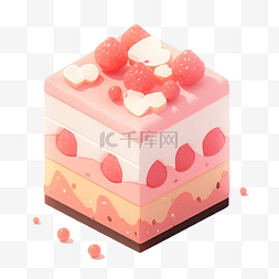 美食小插画蛋糕图片_可爱的水果蛋糕小蛋糕