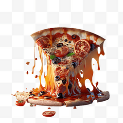 芝士披萨png图片_芝士披萨美食快餐装饰立体建模卡
