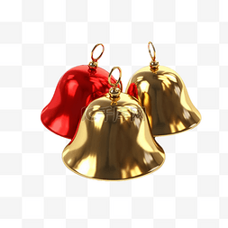 圣诞节红色金色多个铃铛真实效果