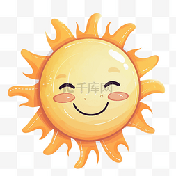 黄色的笑脸插画图片_卡通温暖太阳插画
