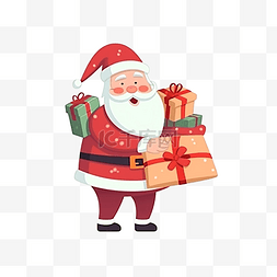圣诞老人白胡子图片_圣诞节老爷爷送礼品盒子