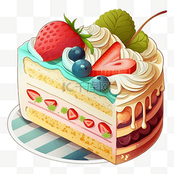 蛋糕草莓甜点奶油图案