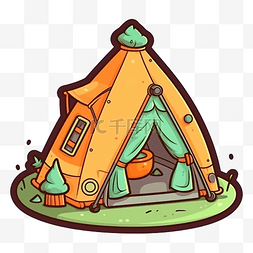 帐篷黄绿色可爱图案