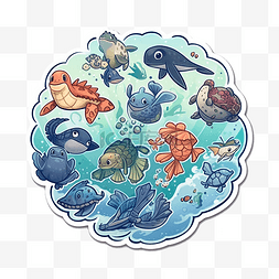 月亮海洋图片_世界海洋日海龟插画