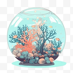 水彩色边框图片_海洋日彩色珊瑚生态群