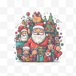 圣诞老人送礼插画图片_圣诞节圣诞老人礼物插画