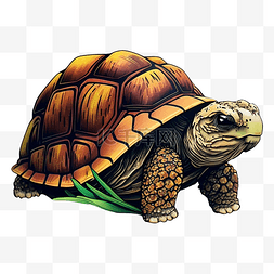 可爱卡通爬行乌龟图片_乌龟陆龟棕色龟壳图案