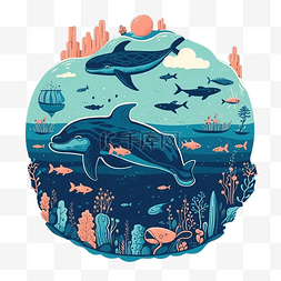 海里的植物图片_海里的鱼和水草插画