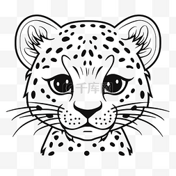 带斑点的猎豹头着色页轮廓素描 