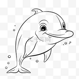 黑白海豚图片_海豚着色页轮廓草图的图像 向量