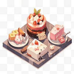一组可爱的蛋糕