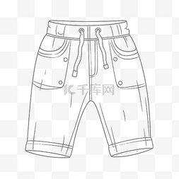 线条裤子图片_图中显示了一条儿童裤的轮廓草图