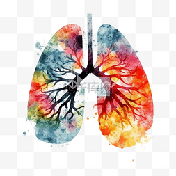 肺部哮喘日彩色插画