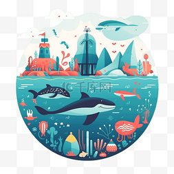 海洋活鱼图片_海洋世界插画