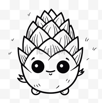 小松果图片素材_可爱的小松果,有脸和眼睛的轮廓素描 向量
