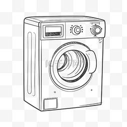 在白色背景上手绘洗衣机轮廓草图