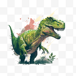 绿色恐龙图片_霸王龙恐龙绿色插画