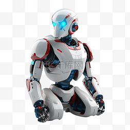 蓝色的机器人图片_机器人科技白色