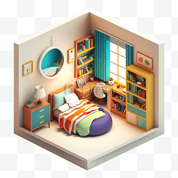 房间模型3d可爱简洁图案