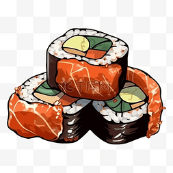 三个日式花瓶图片_食物寿司三块图案