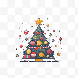 金色卡通蝴蝶结图片_圣诞节五颜六色的圣诞树