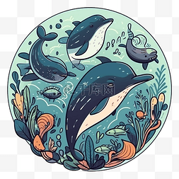 海洋日海豚海底图案
