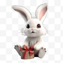 毛绒绒材质图片_儿童节白色兔子礼物