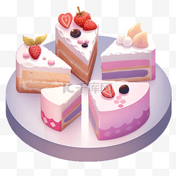草莓蛋糕素材图片_切好的蛋糕甜食