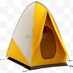 绿色的野外图片_3d立体黄色野外露营帐篷